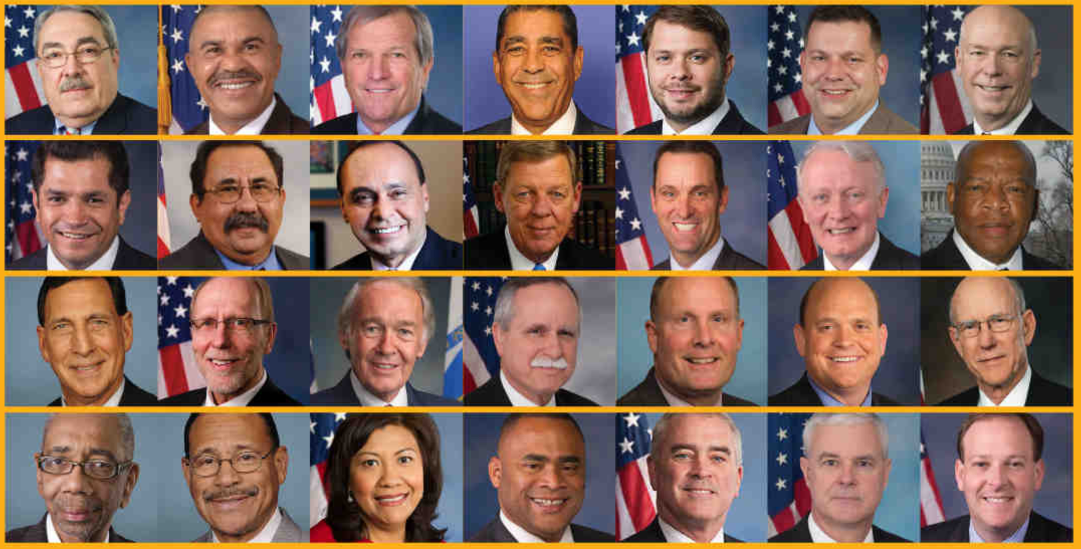 Picture of the congresspeople matched to criminal mugshots by Amazon software, they are disproportionately people of color