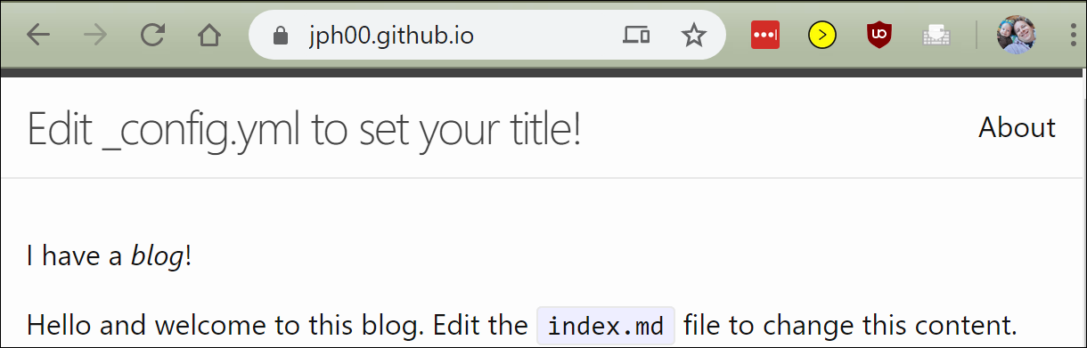 Screenshot showing the website username.github.io