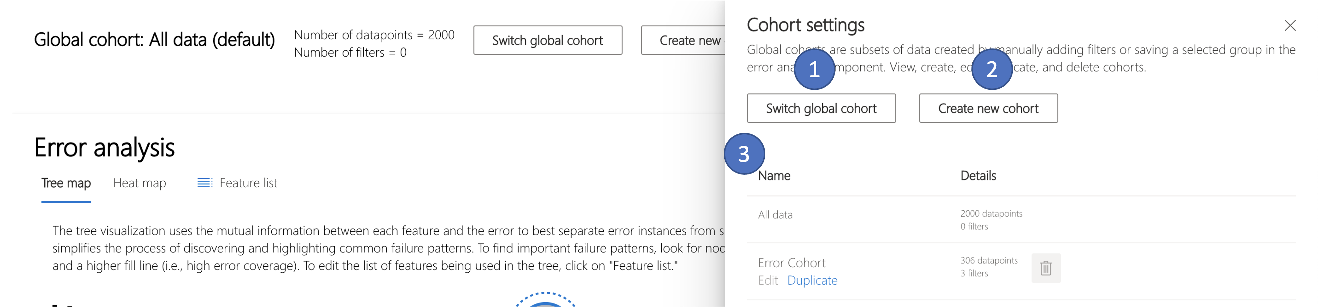 Cohort settings side panel