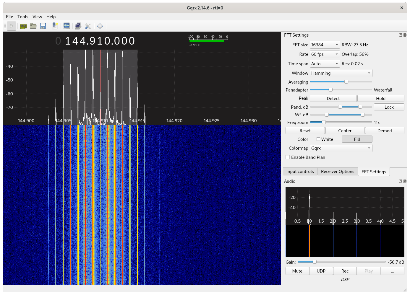 GQRX Bessel null for M17